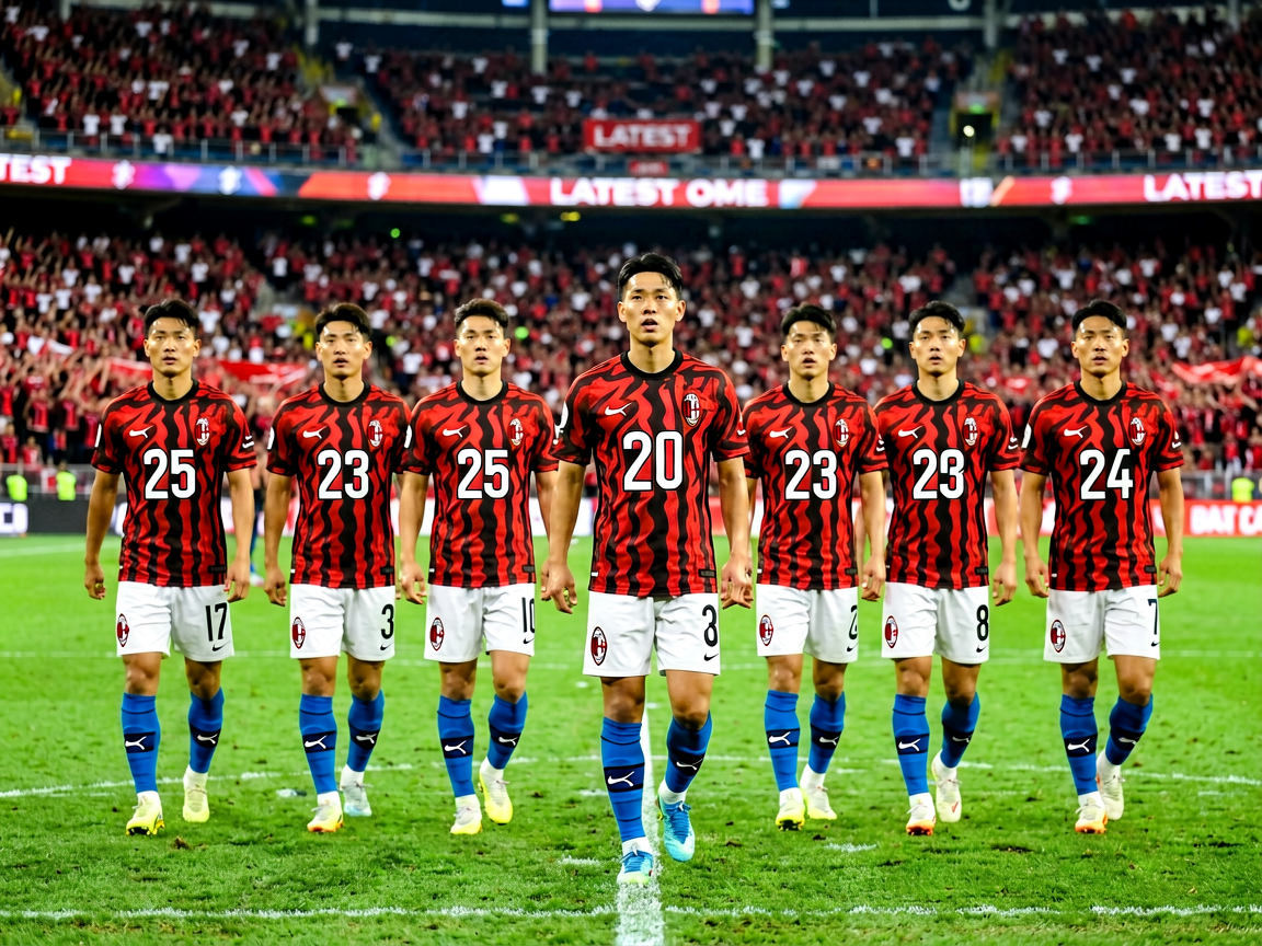 AC米兰比赛日现场，球员入场准备开赛
